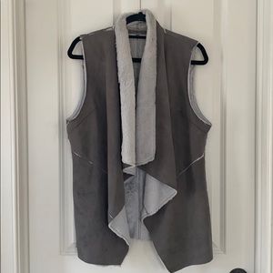 Grey Faux suede vest w/ light grey faux fur lining